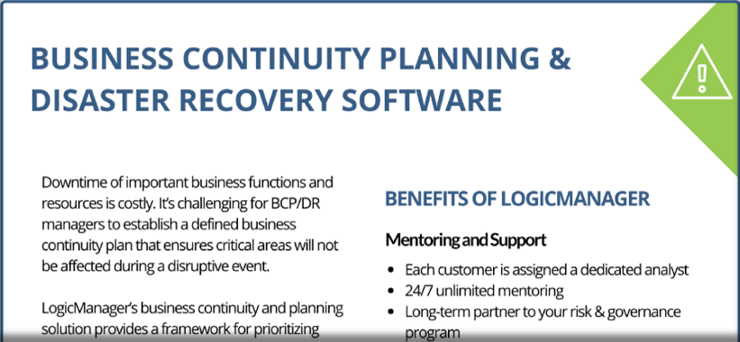 Business-Continuity-and-Disaster-Recovery-Solution-Datasheet-LogicManager Business Continuity Datasheet
