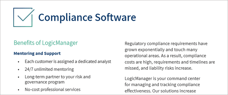 compliance software datasheet