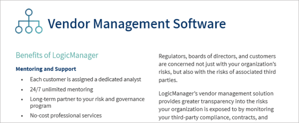 vendor management datasheets