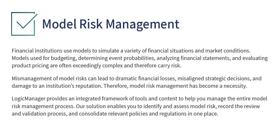 Model Risk Management Datasheet – LogicManager