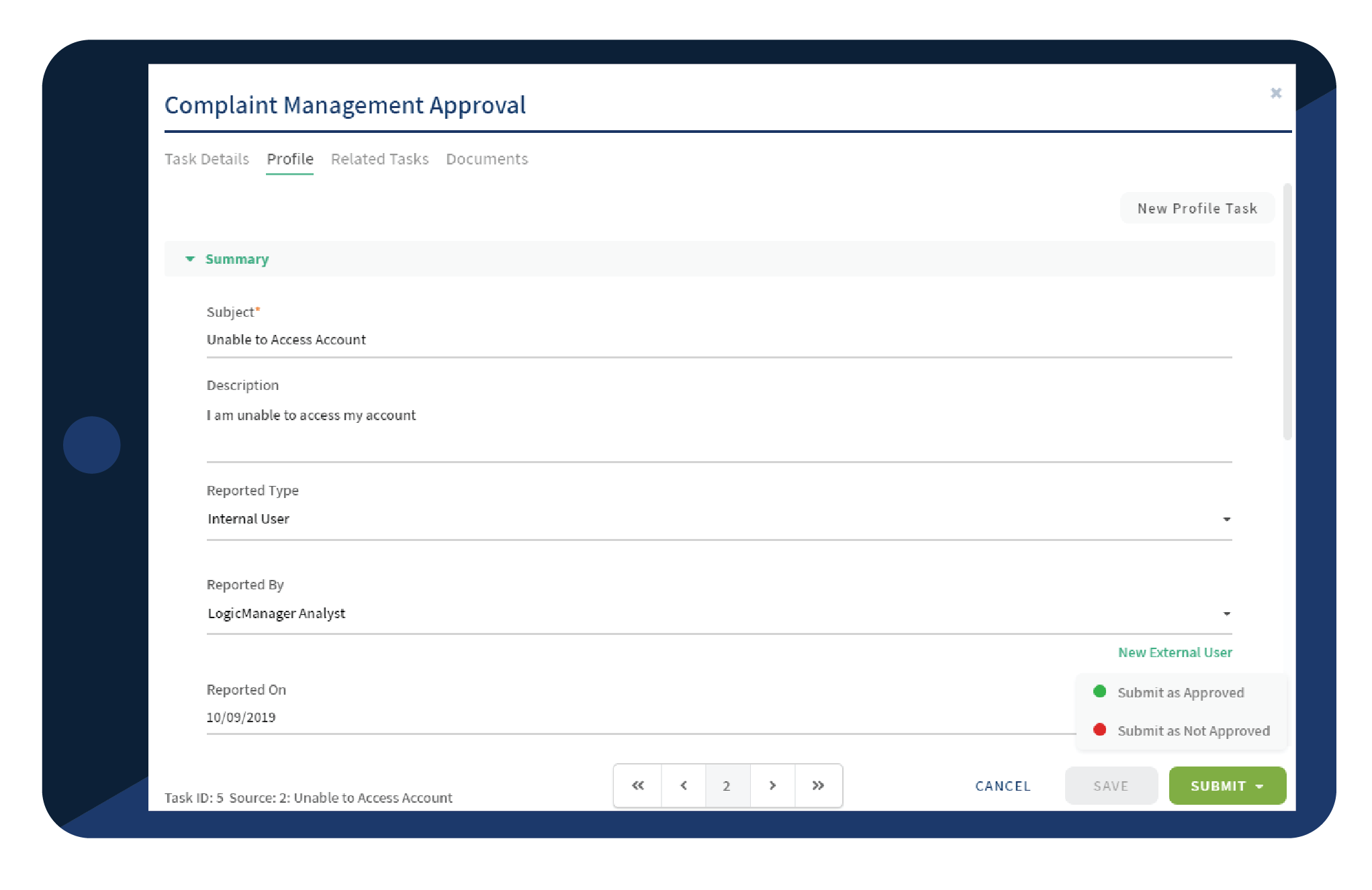 UI Screenshot on Ipad_Complaint Management Approval-01