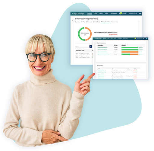 LogicManager Risk Management Platform Data Breach Response Policy Dashboard Reports