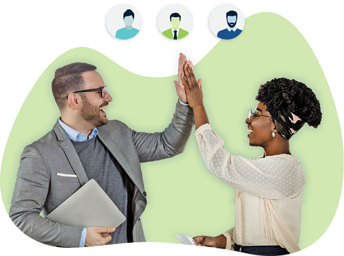 Business professionals high five over vendor management